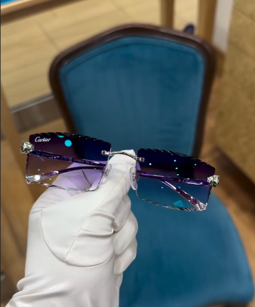 Urban Dark Blue FRED Rimless - Diamond Cut Lens Sunglasses VVip