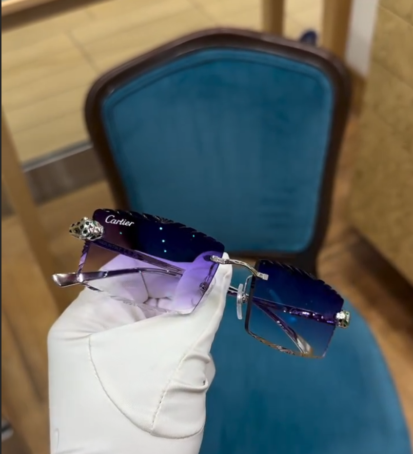 Urban Dark Blue FRED Rimless - Diamond Cut Lens Sunglasses VVip